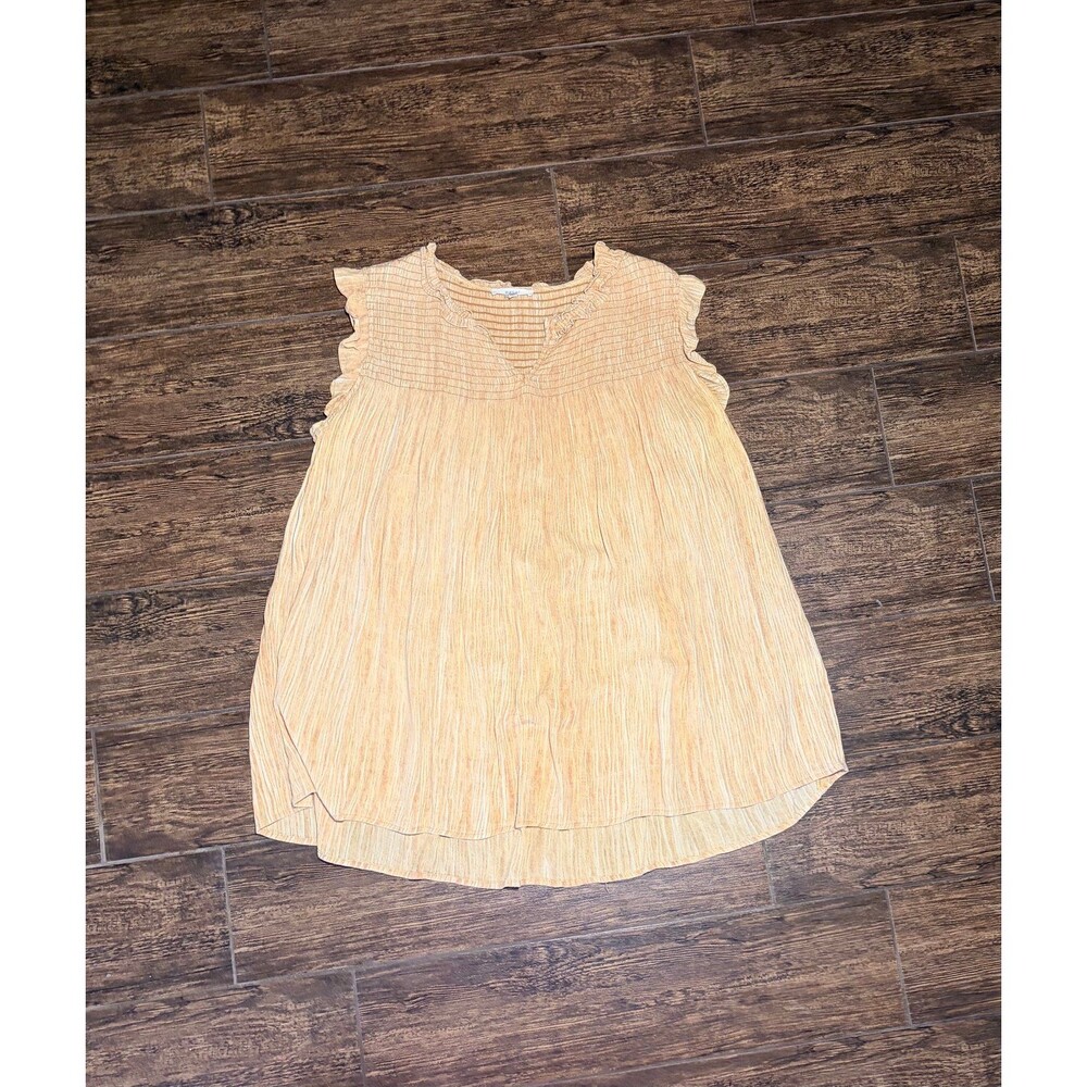 Easel Boho Marbled Ruffle Trapeze Top - L